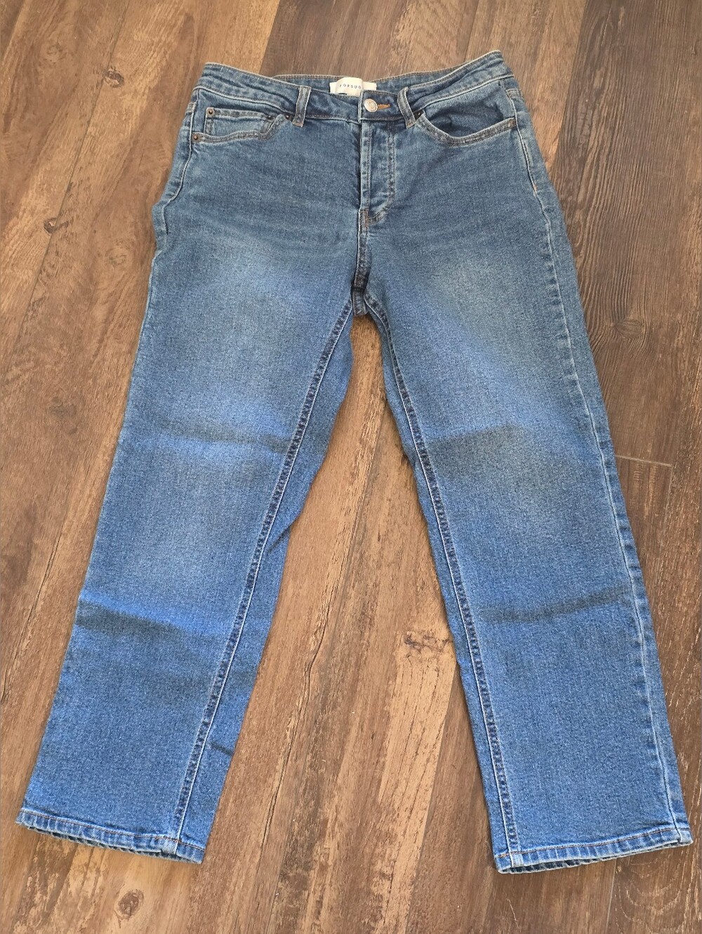 Sugar Straight Cropped Blue Jeans